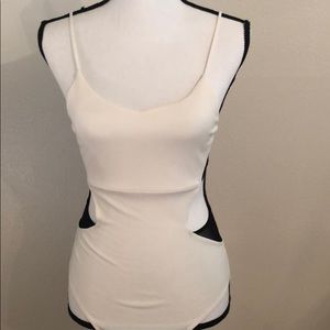 White cutout bodysuit